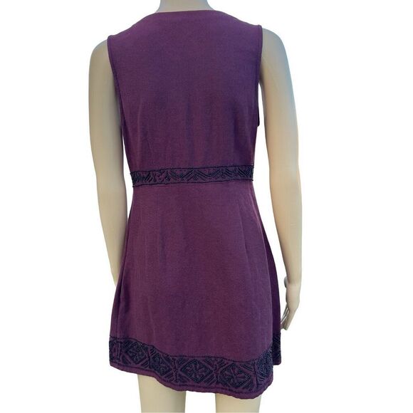 Abercrombie & Fitch Dress Women's Small Maroon Beaded Aztec Sleeveless Tie Neck - Picture 7 of 16
